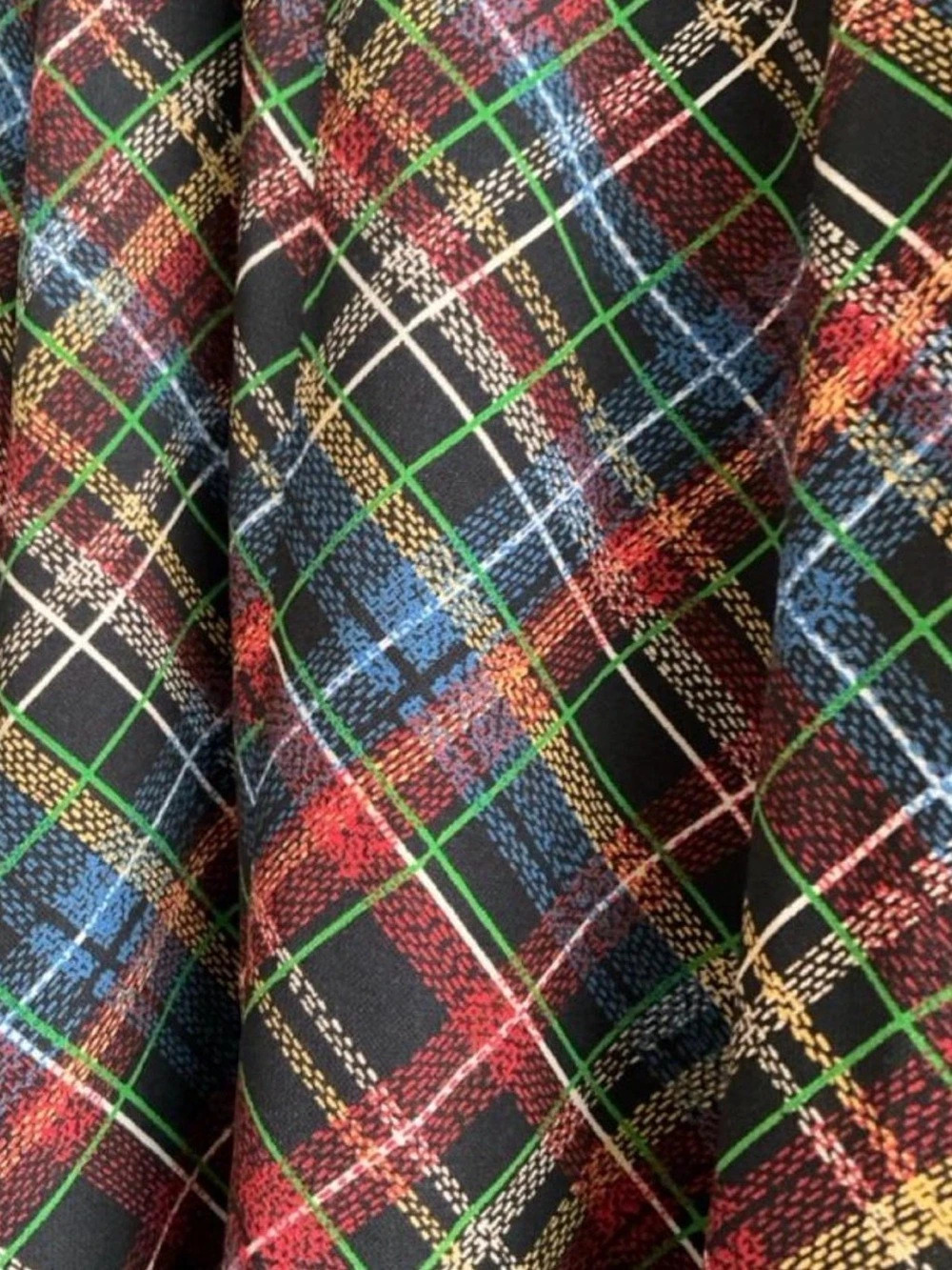 Vintage Style Plaid Maxi Skirt Black & Red Multicolor Buttoned | Y2K MEDIUM - Picture 6 of 8